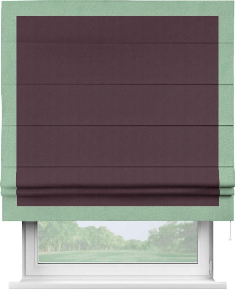 Римская штора «Кортин» с кантом Чесс, для проема, ткань блэкаут однотонный цвет сиреневый